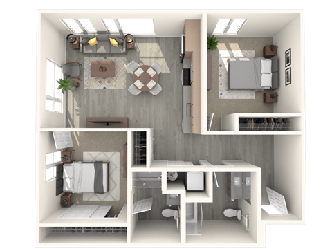 Tilian 2x2 B 3D Floor Plan